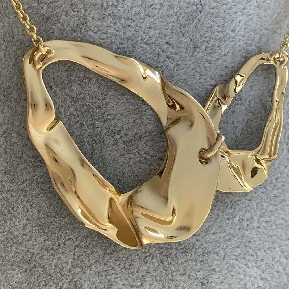 ALEXIS BITTAR • Retro Gold Collection Molten Liquid Crumpled Link Necklace